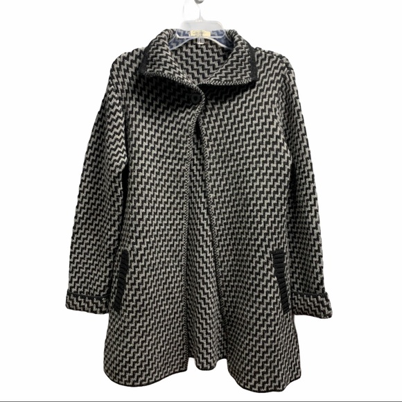 Cocogio sweater cardigan gray black made In Italy wool blend women’s medium - Picture 1 of 11
